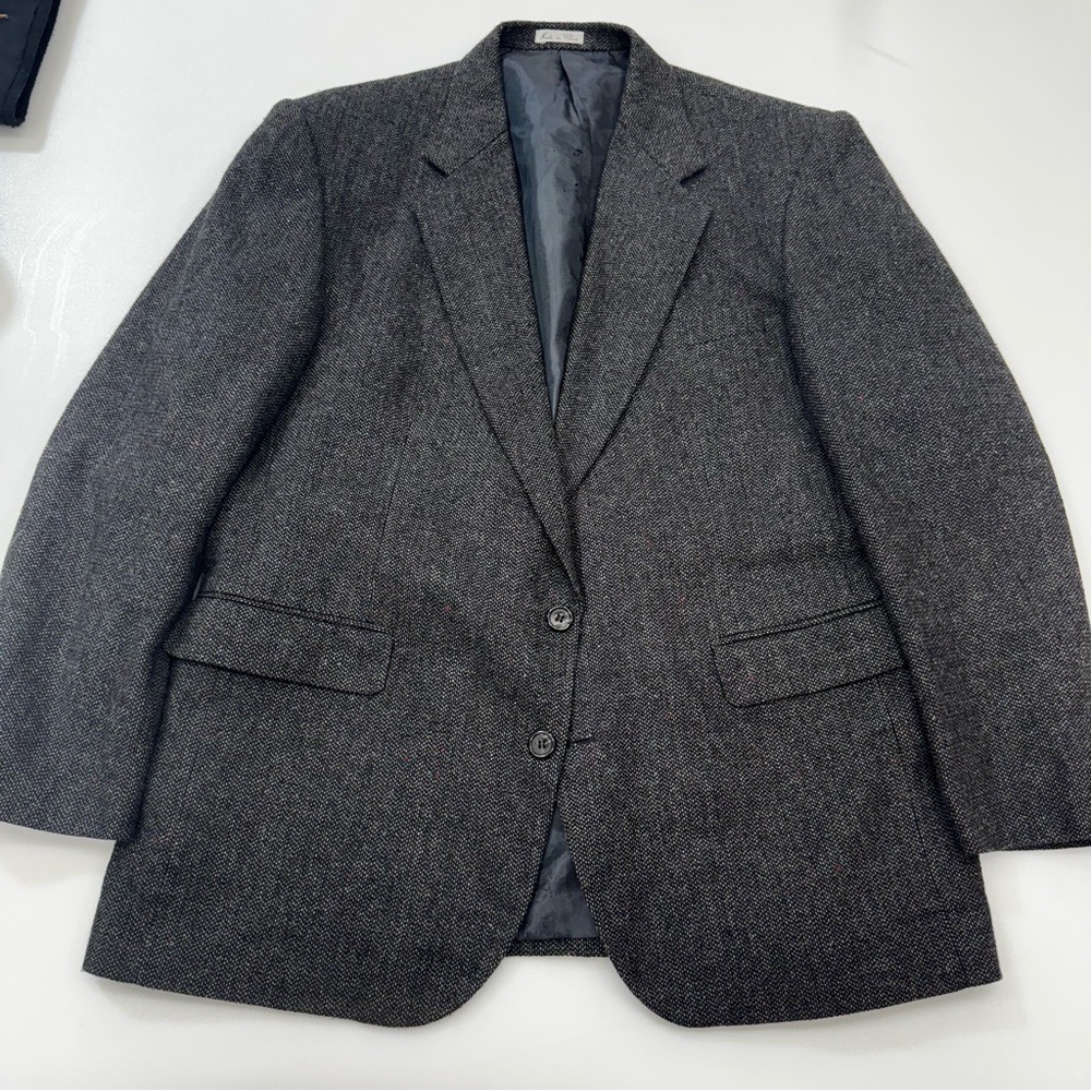 Men’s Haggar Dark Grey Textured Sports Coat Jacket Size 44R